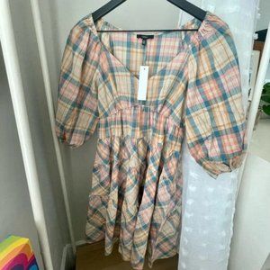 Anthropologie Cottage Core Plaid Dress